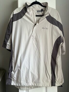 PING Short-Sleeve Golf Pullover in Cream with Gray Accent